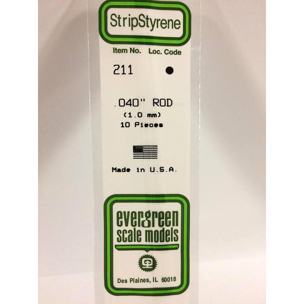 POLYSTYRENE OPAQUE WHITE ROD .040x14&quot; PKG/10