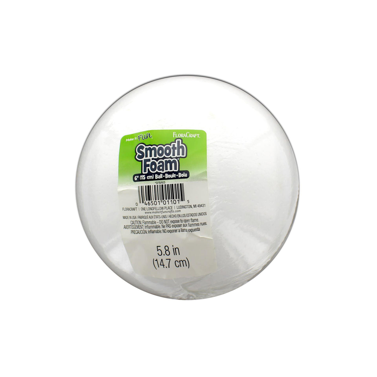 SMOOTH FOAM BALL WHITE 6&quot;