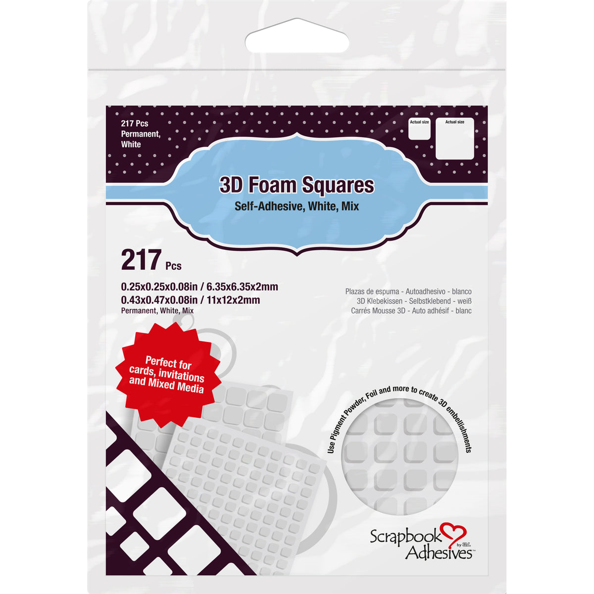 3D FOAM SQUARES MIXED PACK WHITE