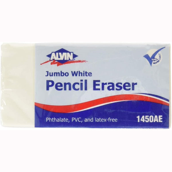 WHITE VINYL PENCIL ERASER JUMBO - BOX/12
