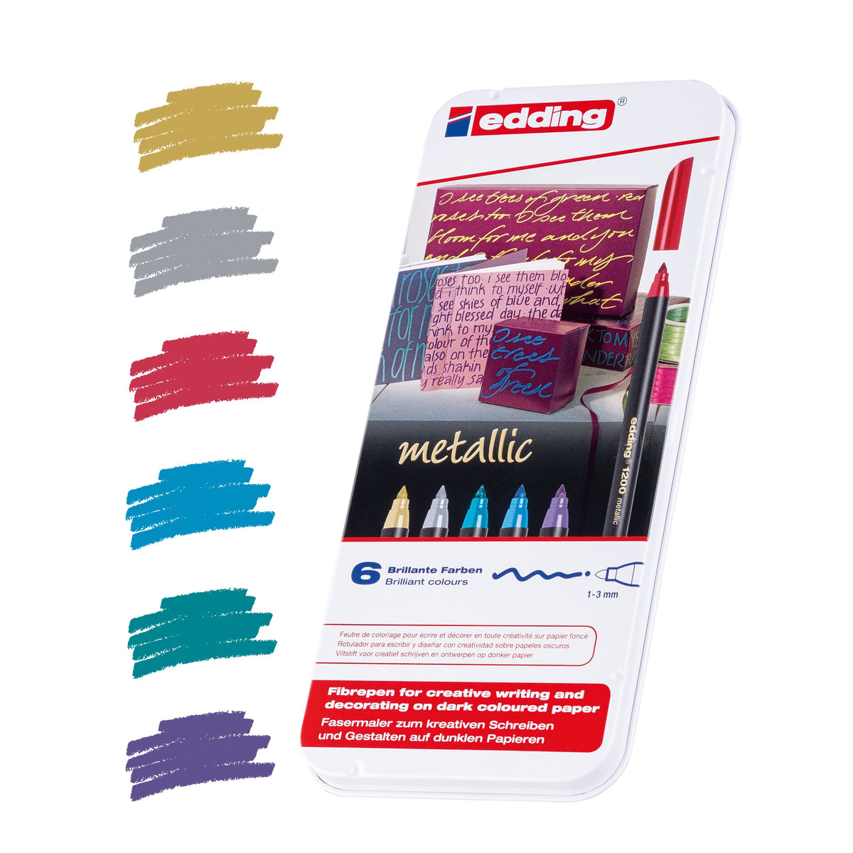 EDDING 1200 FIBER PEN METALLIC SET/6