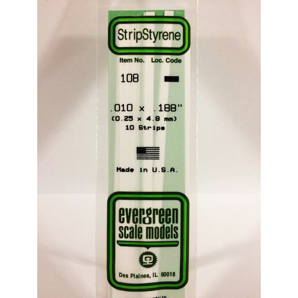 POLYSTYRENE STRIP OPAQUE WHITE .010 X .188 x 14&#39;&#39;