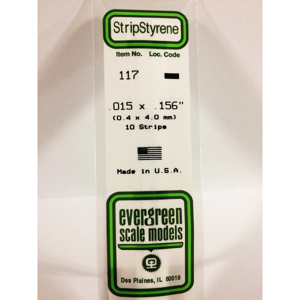 POLYSTYRENE STRIP OPAQUE WHITE .015 X .156 x 14&#39;&#39;