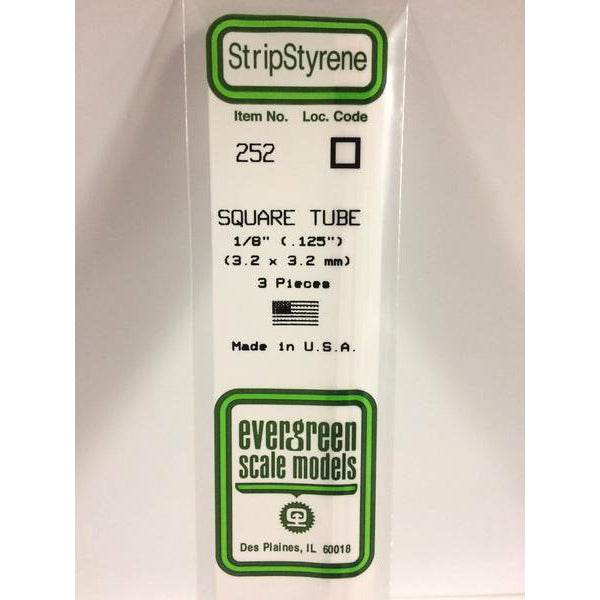 POLYSTYRENE OPAQUE WHITE SQUARE TUBE .125 (1/8&#39;&#39;) X 14&#39;&#39; PKG/3