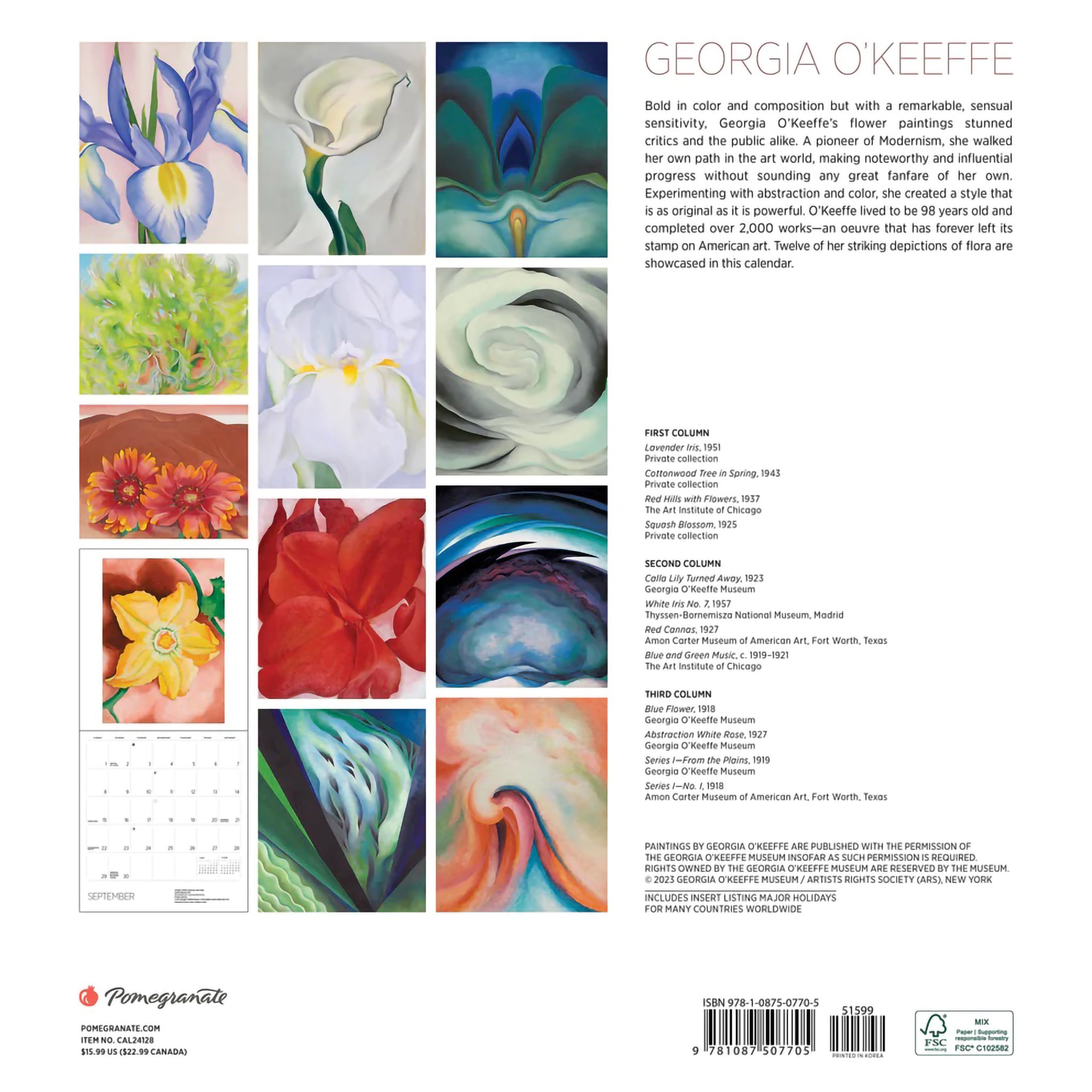 WALL CALENDAR 2025 O'KEEFFE Hull's Art Supply & Framing