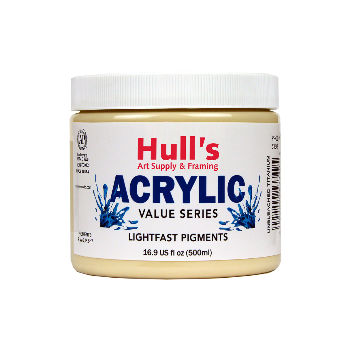 HULLS ACRYLIC 16oz JAR UNBLEACHED TITANIUM