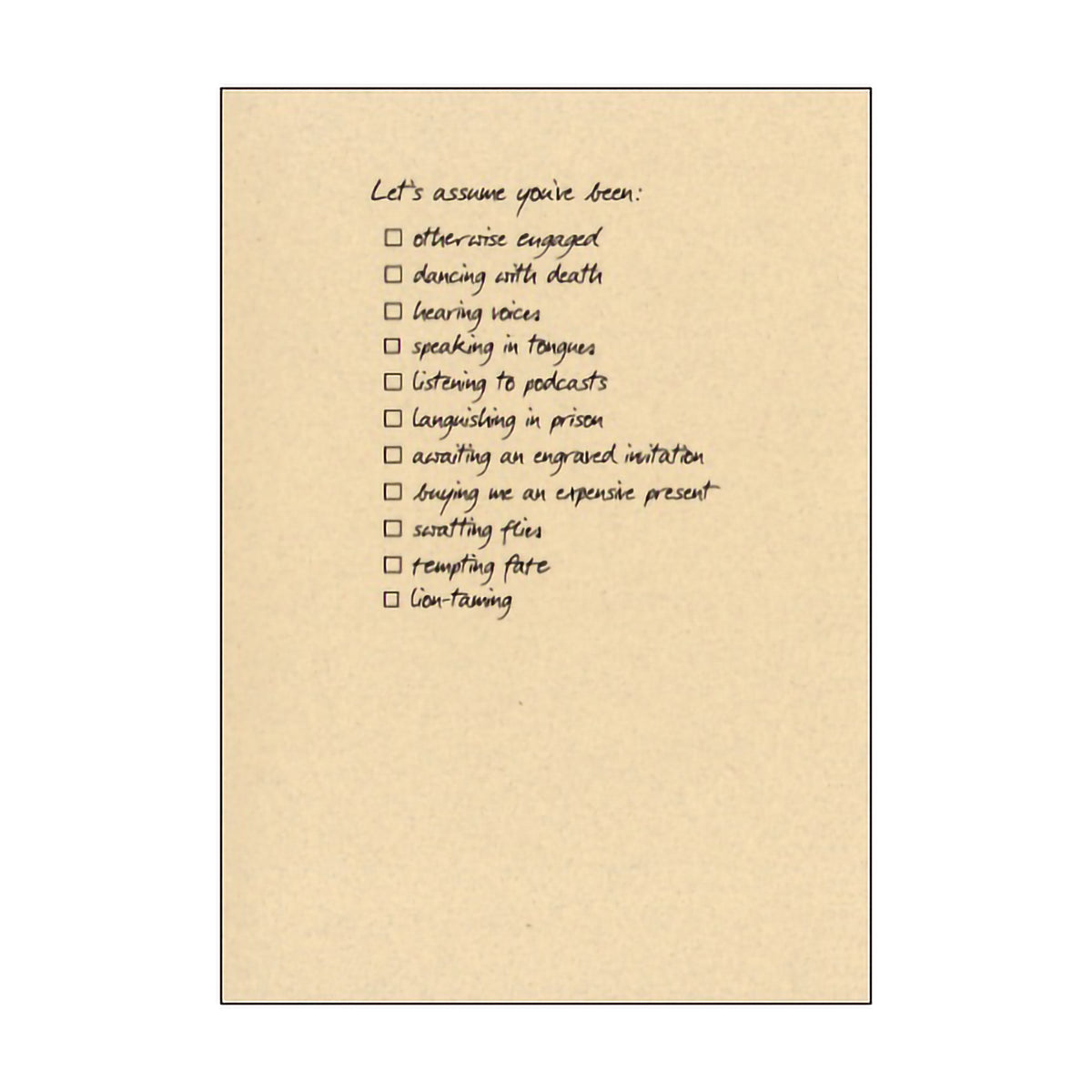 ARCHELAUS CARD OTHERWISE ENGAGED