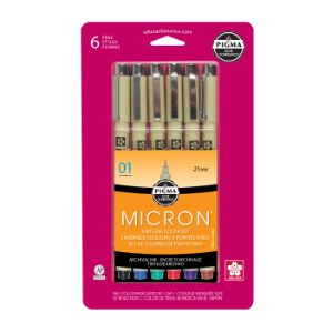 PIGMA MICRON .01 ASSORTED COLOR SET/6