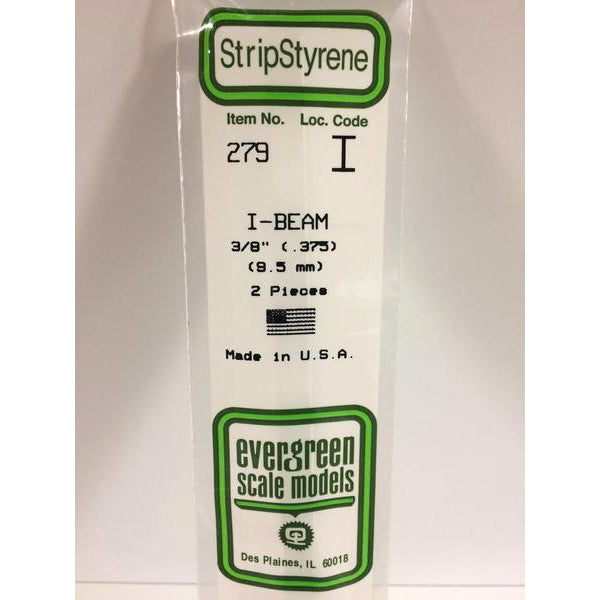 POLYSTYRENE OPAQUE WHITE I-BEAM .375 X 14&#39;&#39; PKG/2