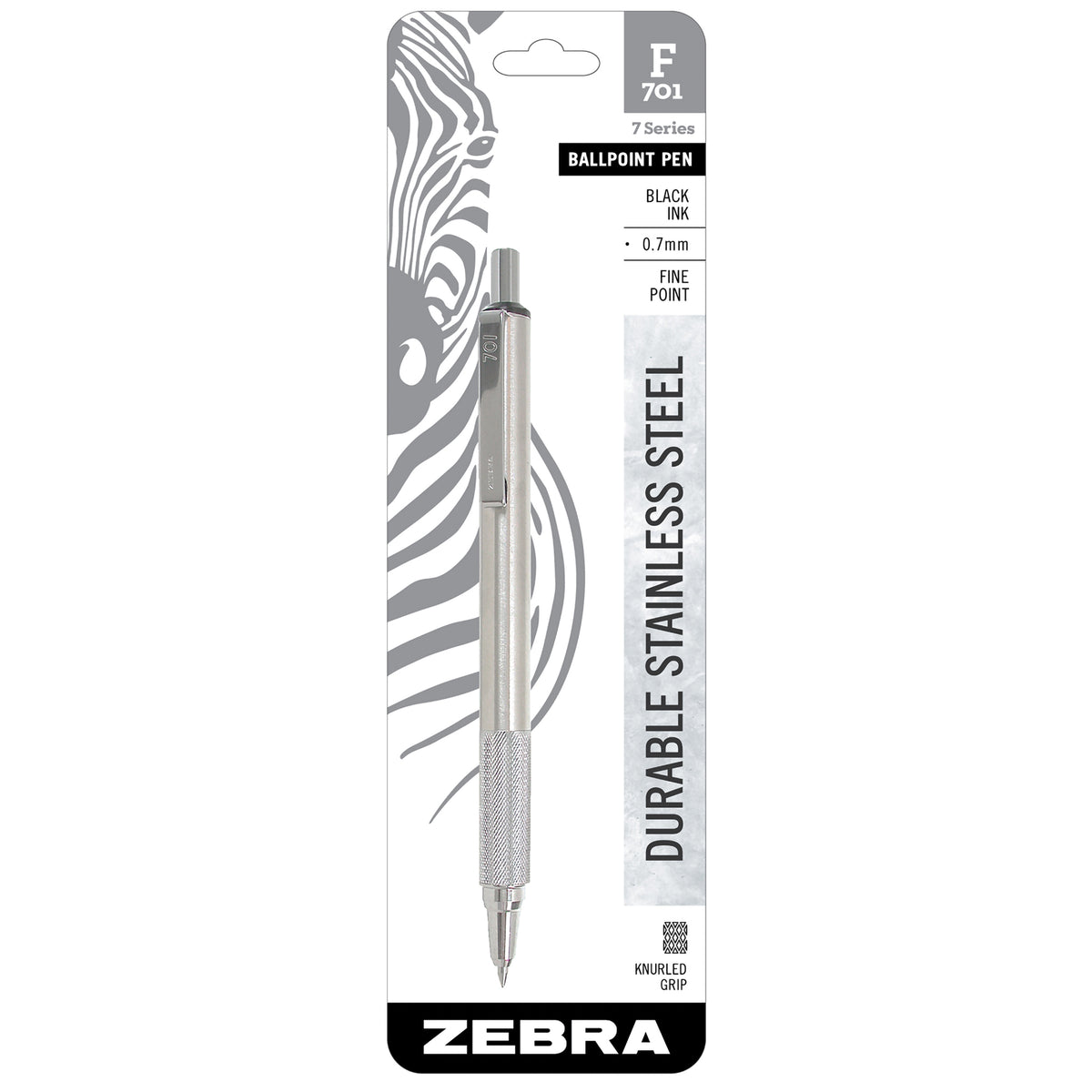 ZEBRA F-701 RETRACTABLE BALLPOINT METAL 0.8mm BLACK