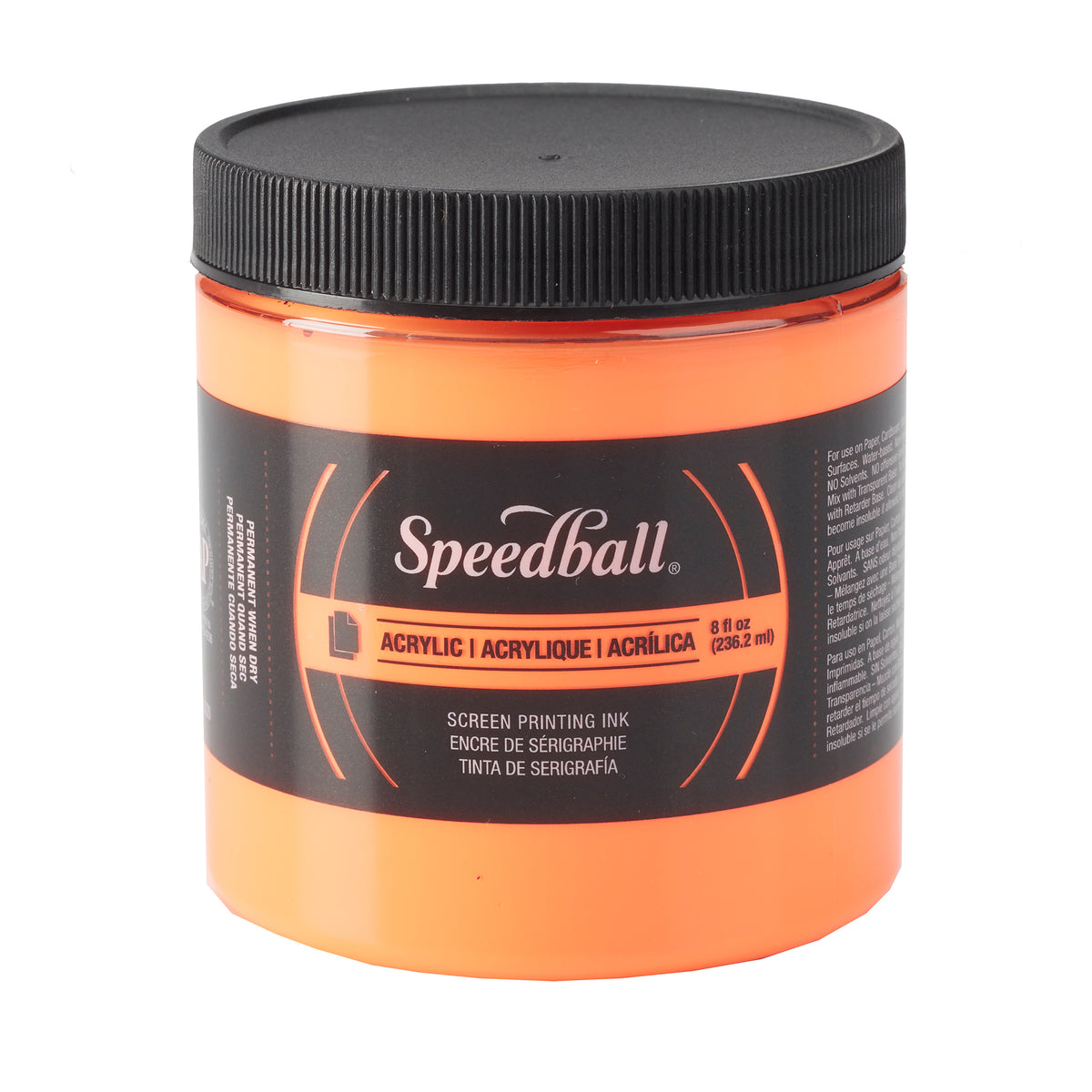 ACRYLIC SCREEN PRINTING INK 8oz FLUORESCENT ORANGE