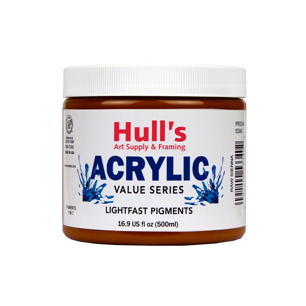 HULLS ACRYLIC 16oz JAR RAW SIENNA