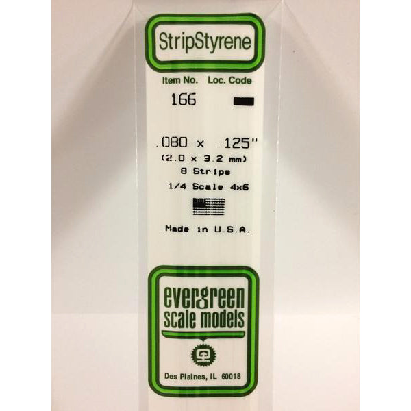 POLYSTYRENE STRIP OPAQUE WHITE .080 X .125 x 14&#39;&#39;