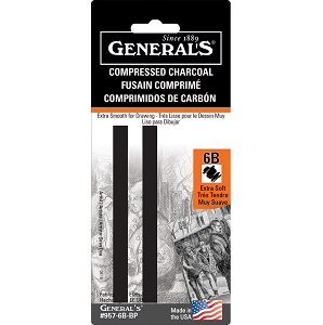 GENERAL&#39;S COMPRESSED CHARCOAL STICKS 6B SET/2