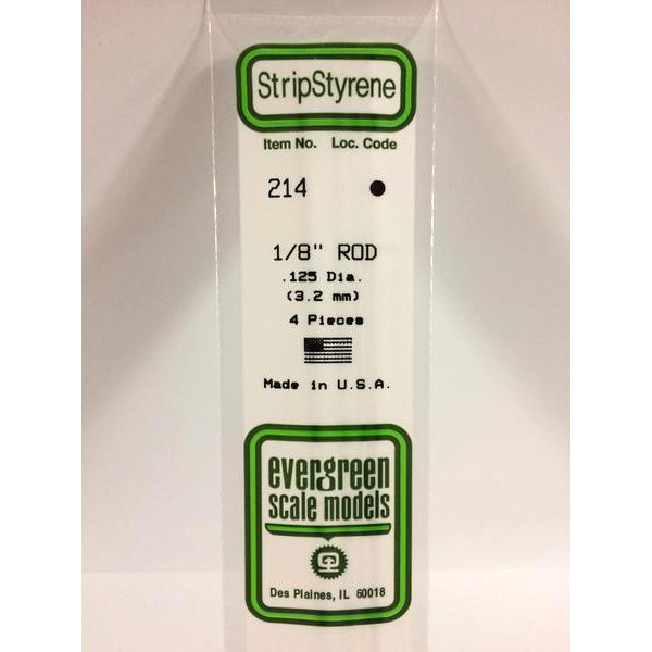 POLYSTYRENE OPAQUE WHITE ROD .125 (1/8&#39;&#39;) x 14&#39;&#39; PKG/4