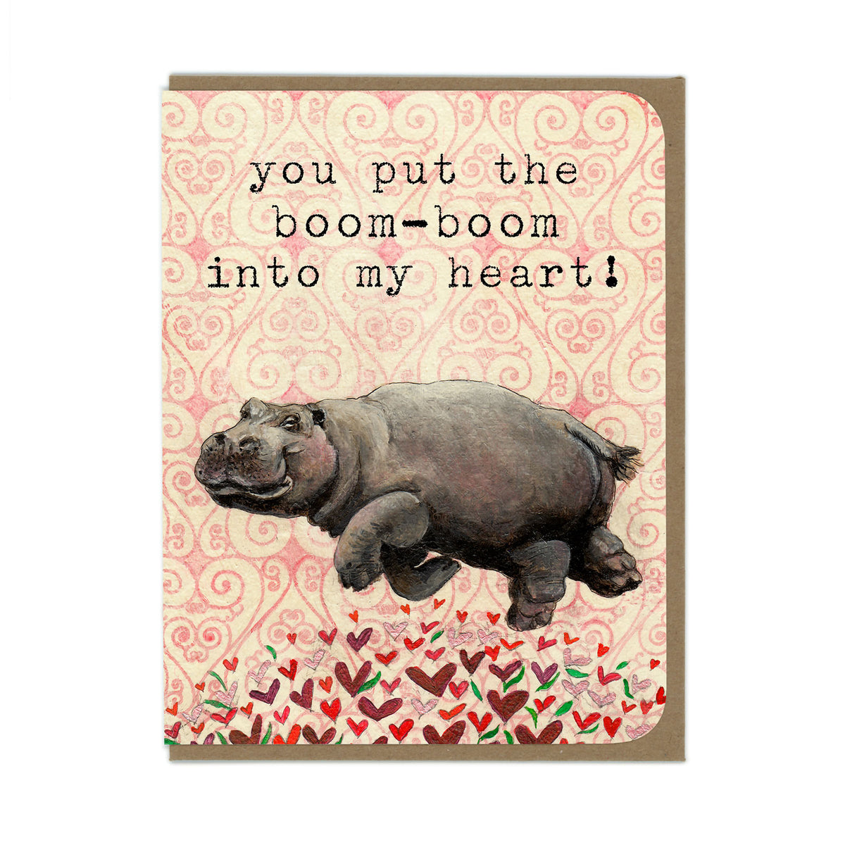 ILLUSTRATION CARD BOOM HIPPO LOVE