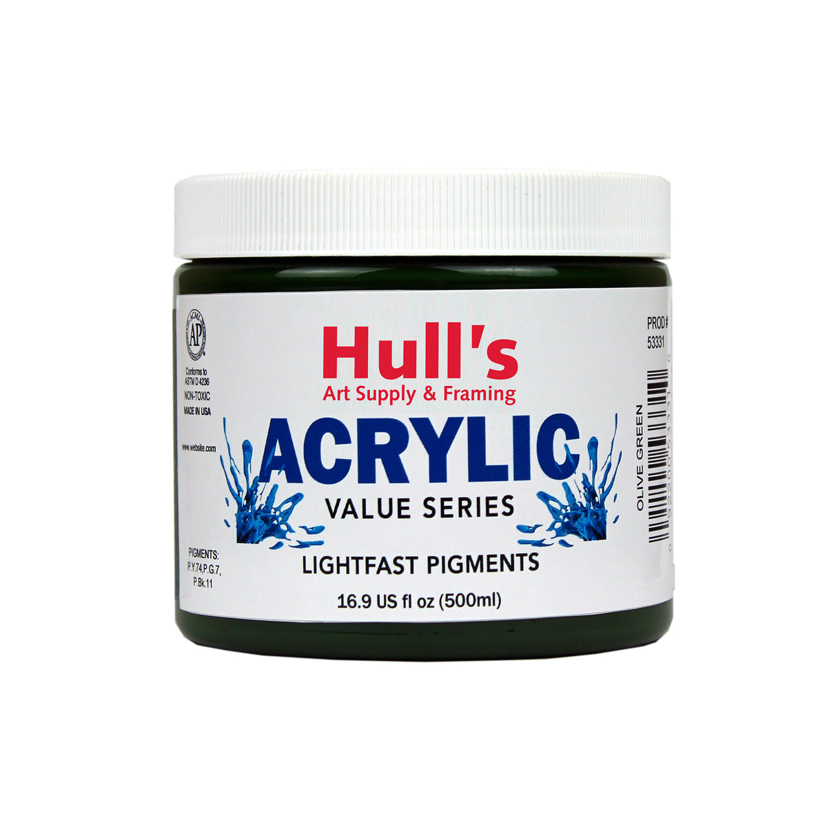 HULLS ACRYLIC 16oz JAR OLIVE GREEN
