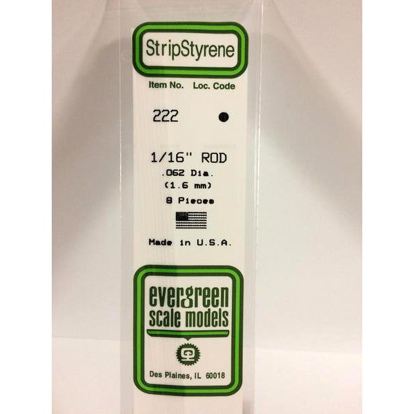POLYSTYRENE OPAQUE WHITE ROD .062 (1/16&#39;&#39;)  x 14&#39;&#39; PKG/8