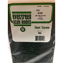 BLACK STYRENE SHEET 8&#39;&#39; X 21&#39;&#39; X .030&#39;&#39; PKG/4