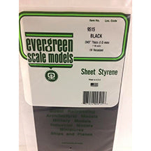 BLACK STYRENE SHEET 6&#39;&#39; X 12&#39;&#39; X .040&#39;&#39; PKG/2