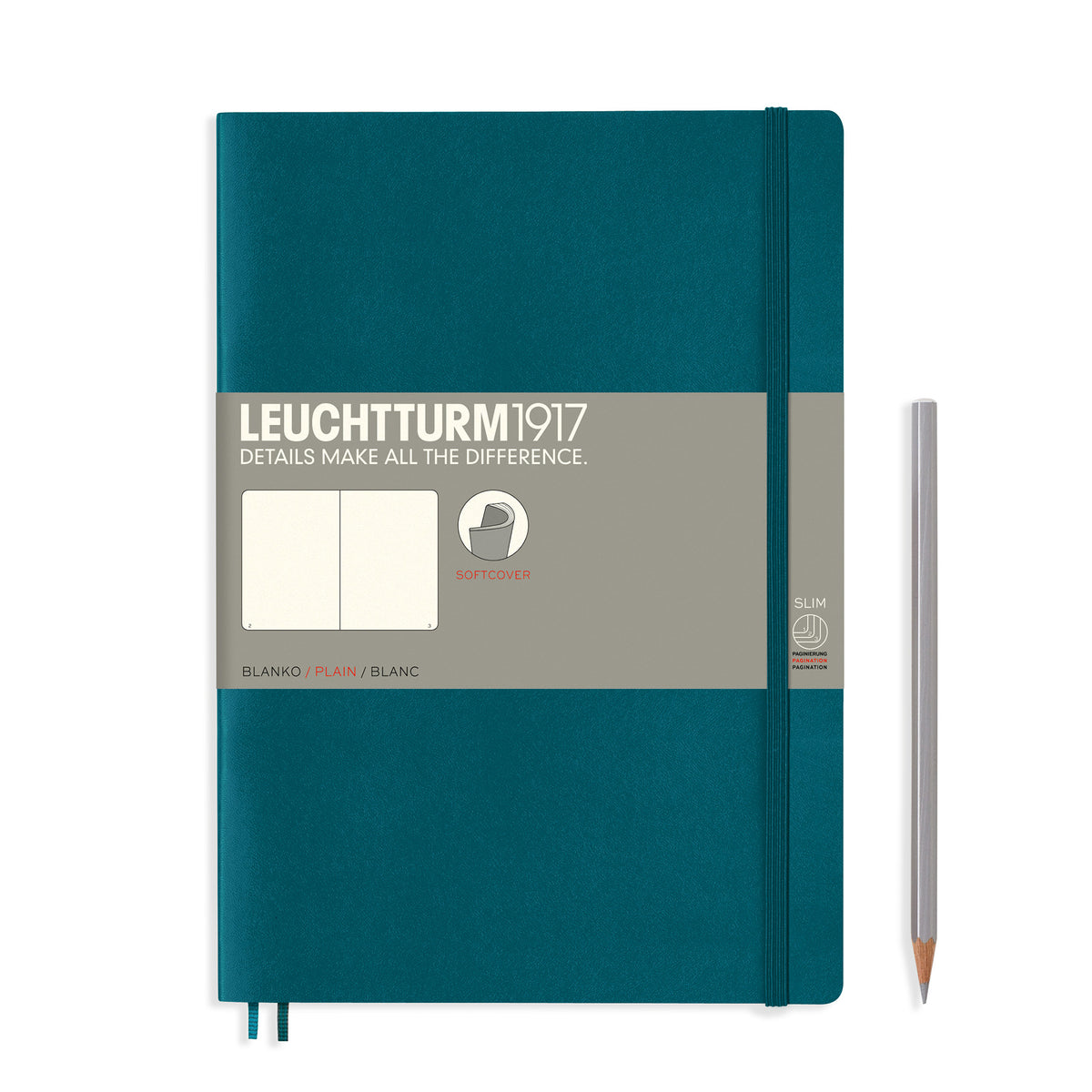 SOFTCOVER B6+ NOTEBOOK PLAIN PACIFIC GREEN
