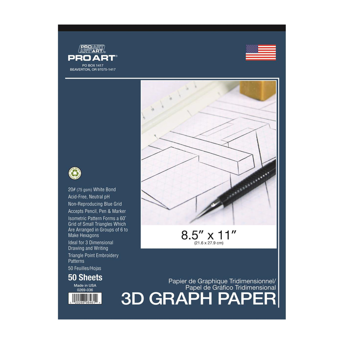 PRO ART 3D GRAPH PAD 50pc 20lb 8.5x11