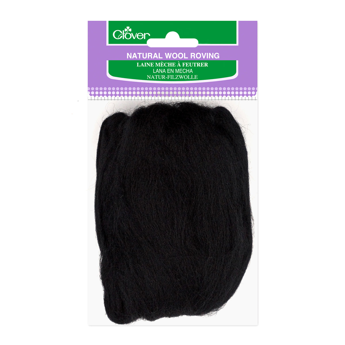 NATURAL WOOL ROVINGS BLACK