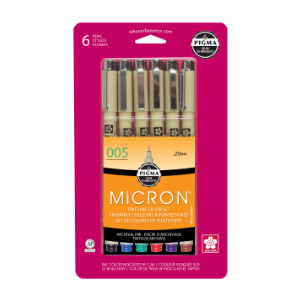 PIGMA MICRON .005 ASSORTED COLOR SET/6