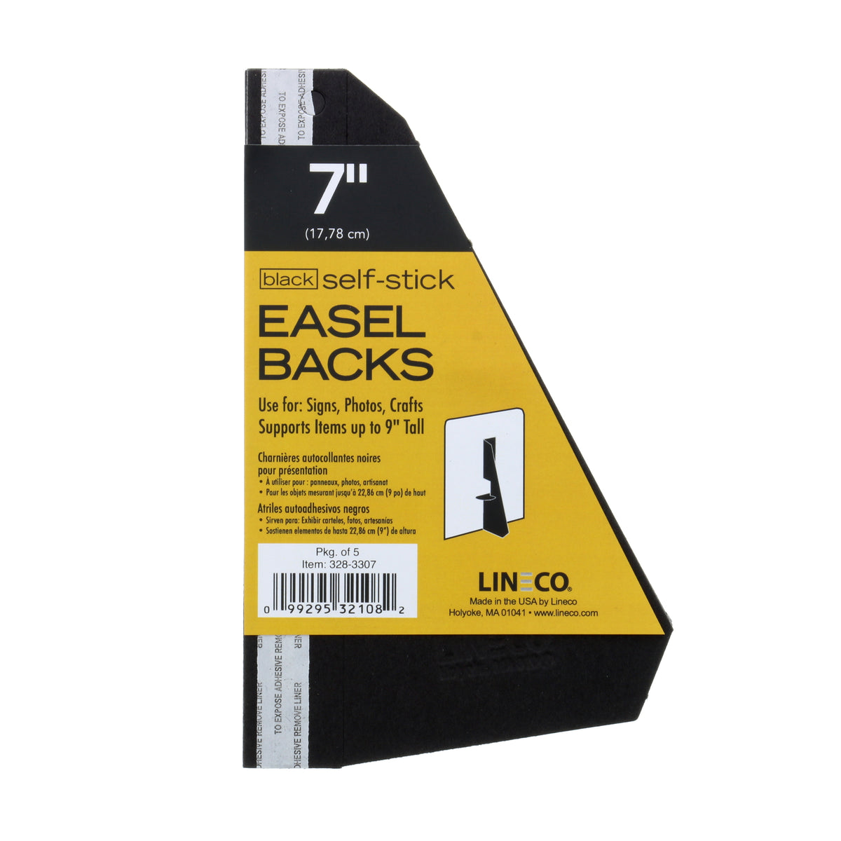 SELF-STICK EASEL BACK 5PK BLACK 7&#39;&#39;