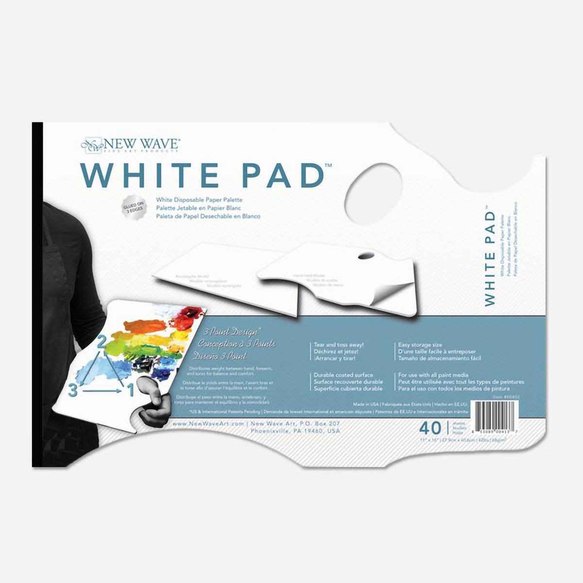 NEW WAVE HAND HELD WHITE PALETTE PAD 11X16