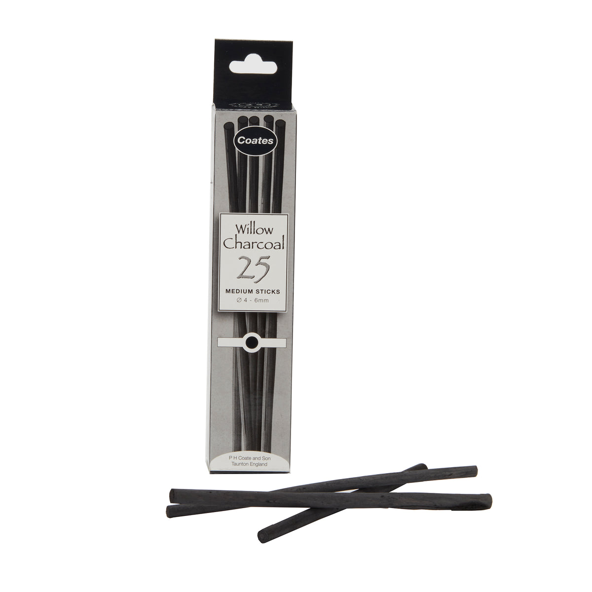 COATES WILLOW CHARCOAL MEDIUM 25PK