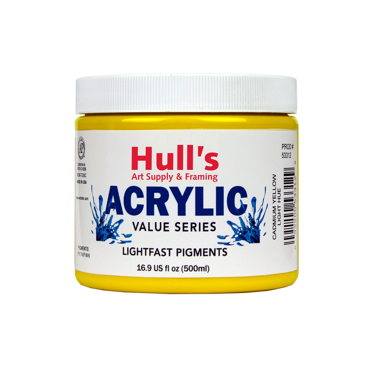 HULLS ACRYLIC 16oz JAR CADMIUM YELLOW LIGHT HUE