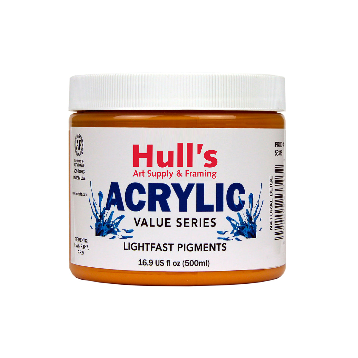 HULLS ACRYLIC 16oz JAR NATURAL BEIGE
