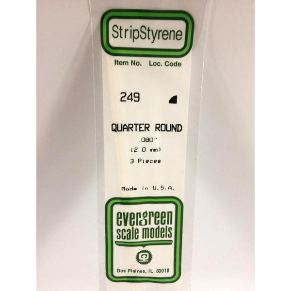 POLYSTYRENE OPAQUE WHITE QUARTER ROUND .080 x 14&#39;&#39; PKG/3