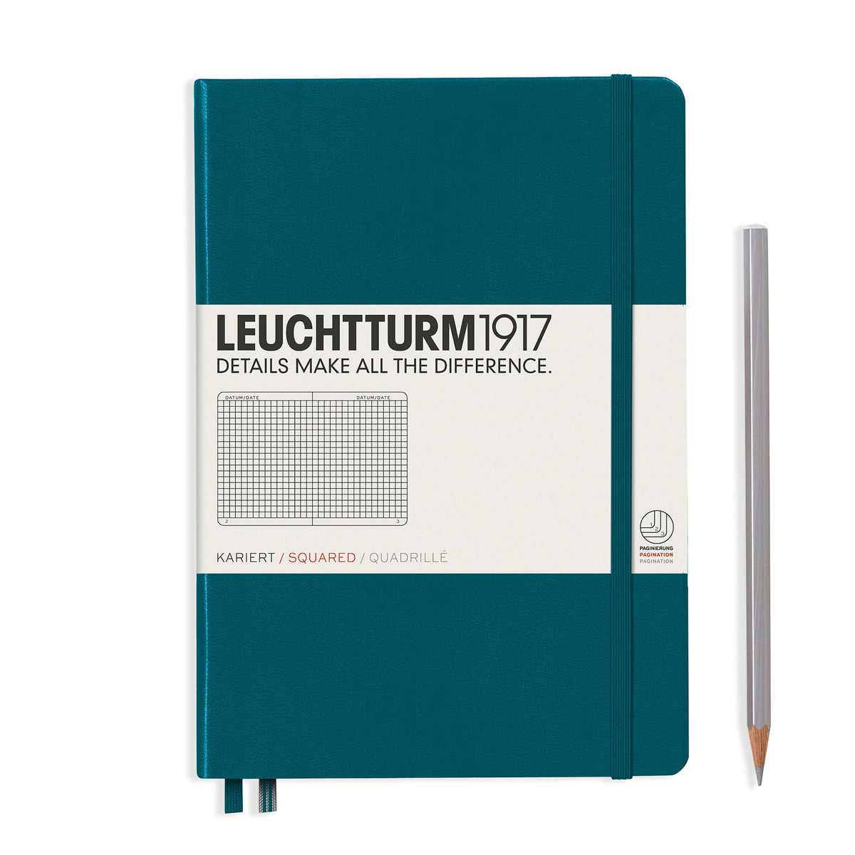 MEDIUM A5 NOTEBOOK SQUARED PACIFIC GREEN