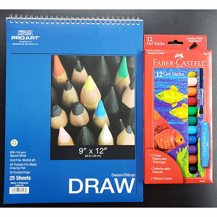 12 GELS STICKS W/FREE DRAWING PAD