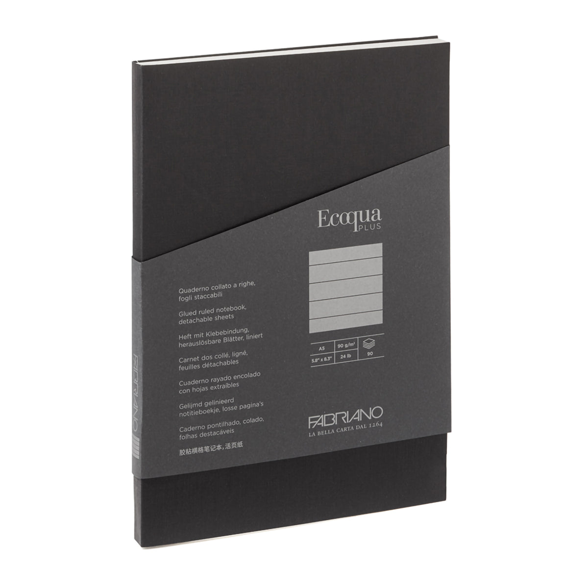 ECOQUA PLUS GLUE-BOUND A5 LINED BLACK