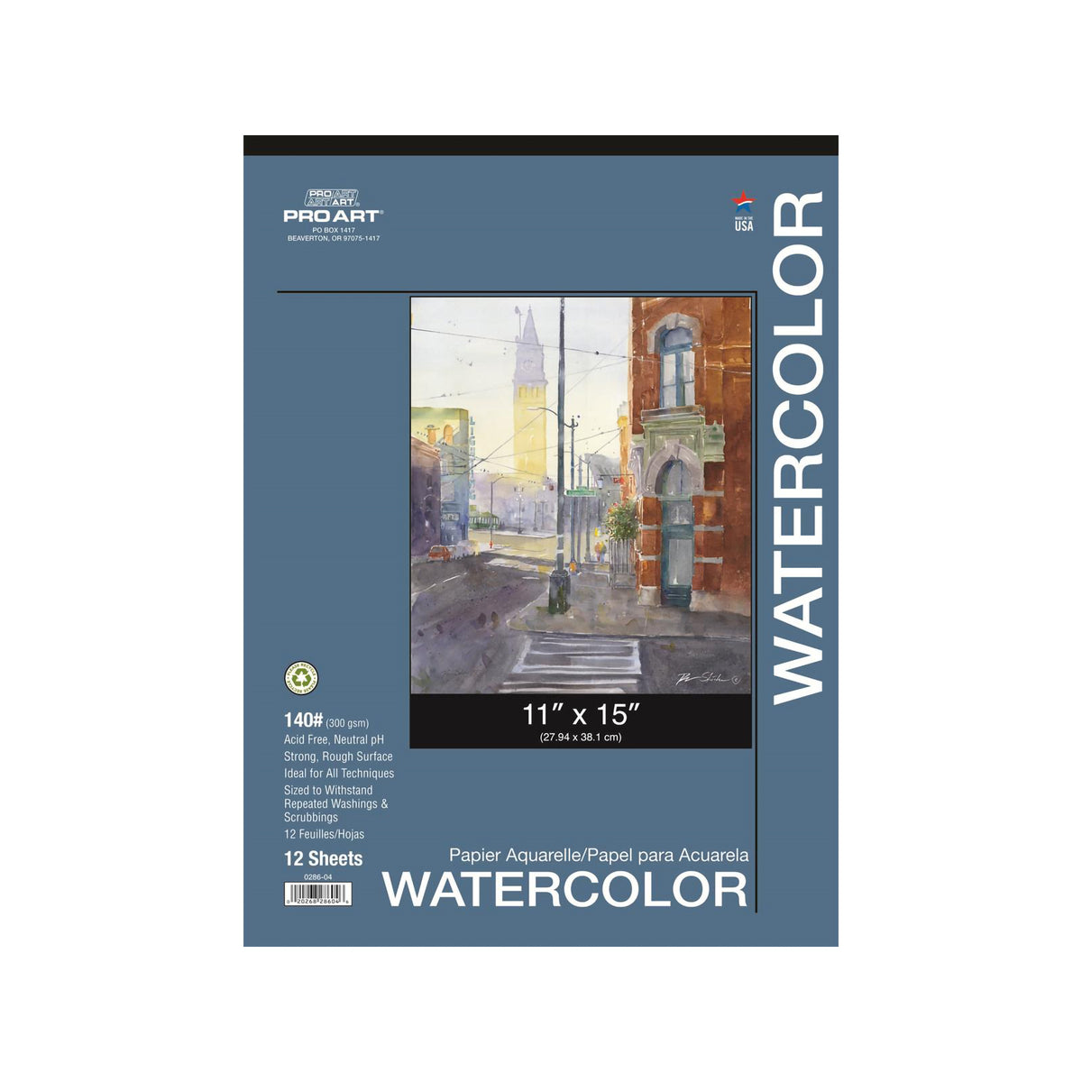 PRO ART WATERCOLOR TAPED PAD 12pc 140lb 11x15