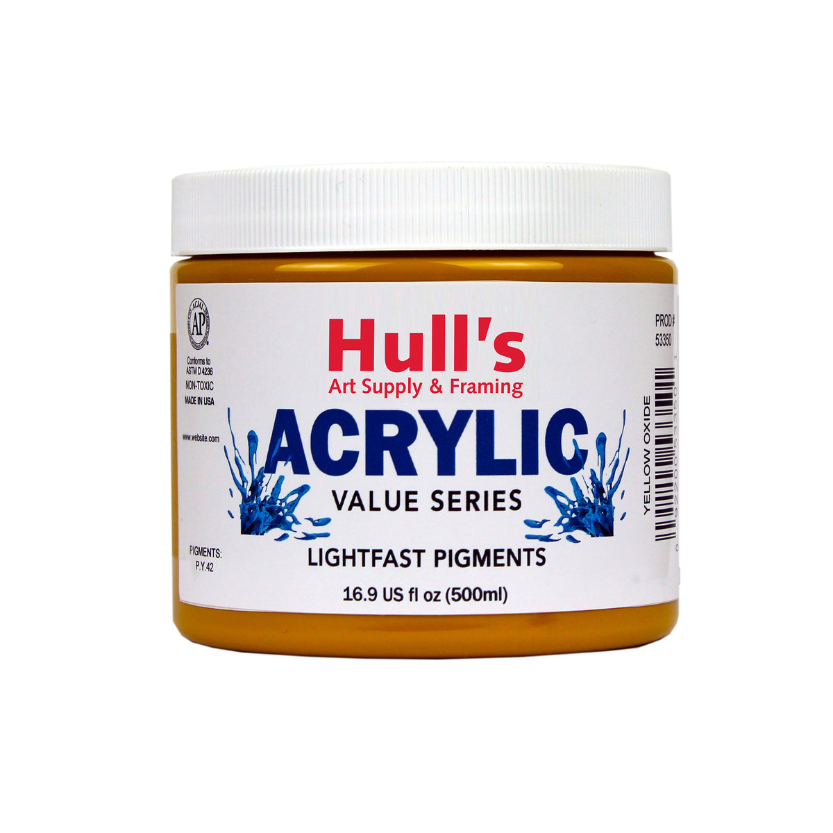 HULLS ACRYLIC 16oz JAR YELLOW OXIDE