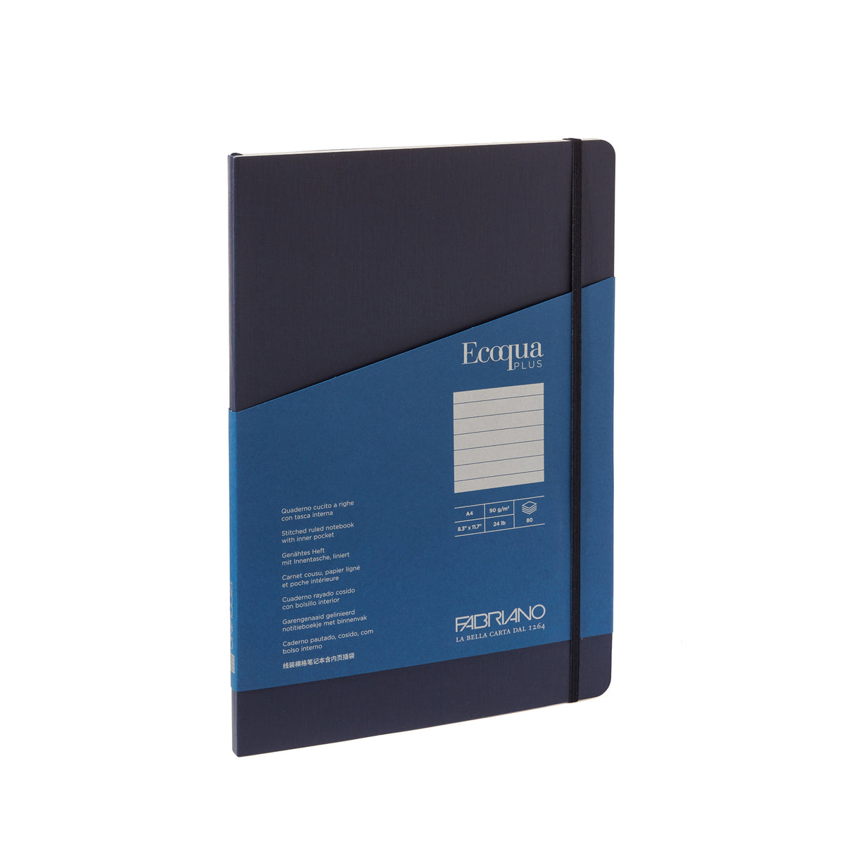 ECOQUA PLUS STITCH-BOUND A4 LINED NAVY