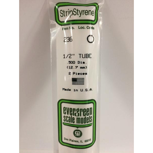 POLYSTYRENE OPAQUE WHITE TUBE .438 (7/16&#39;&#39;)  OD X 14&#39;&#39; PKG/2