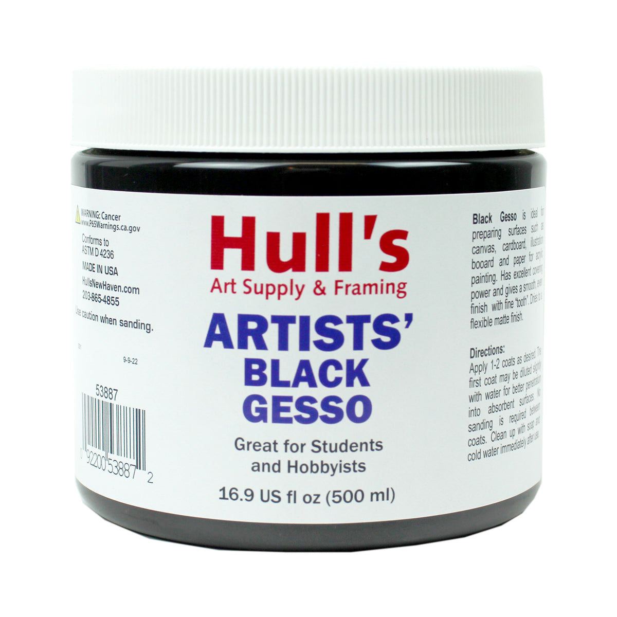 HULLS BLACK GESSO 16oz