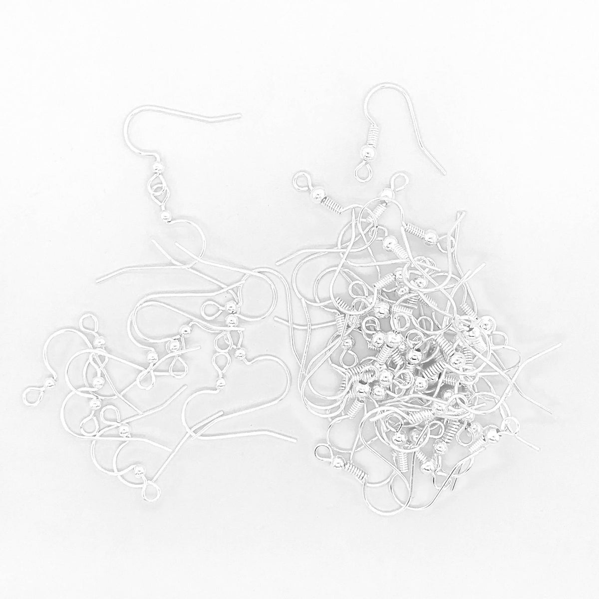 CLASSIC FISH HOOK EAR WIRES SILVER 55PC