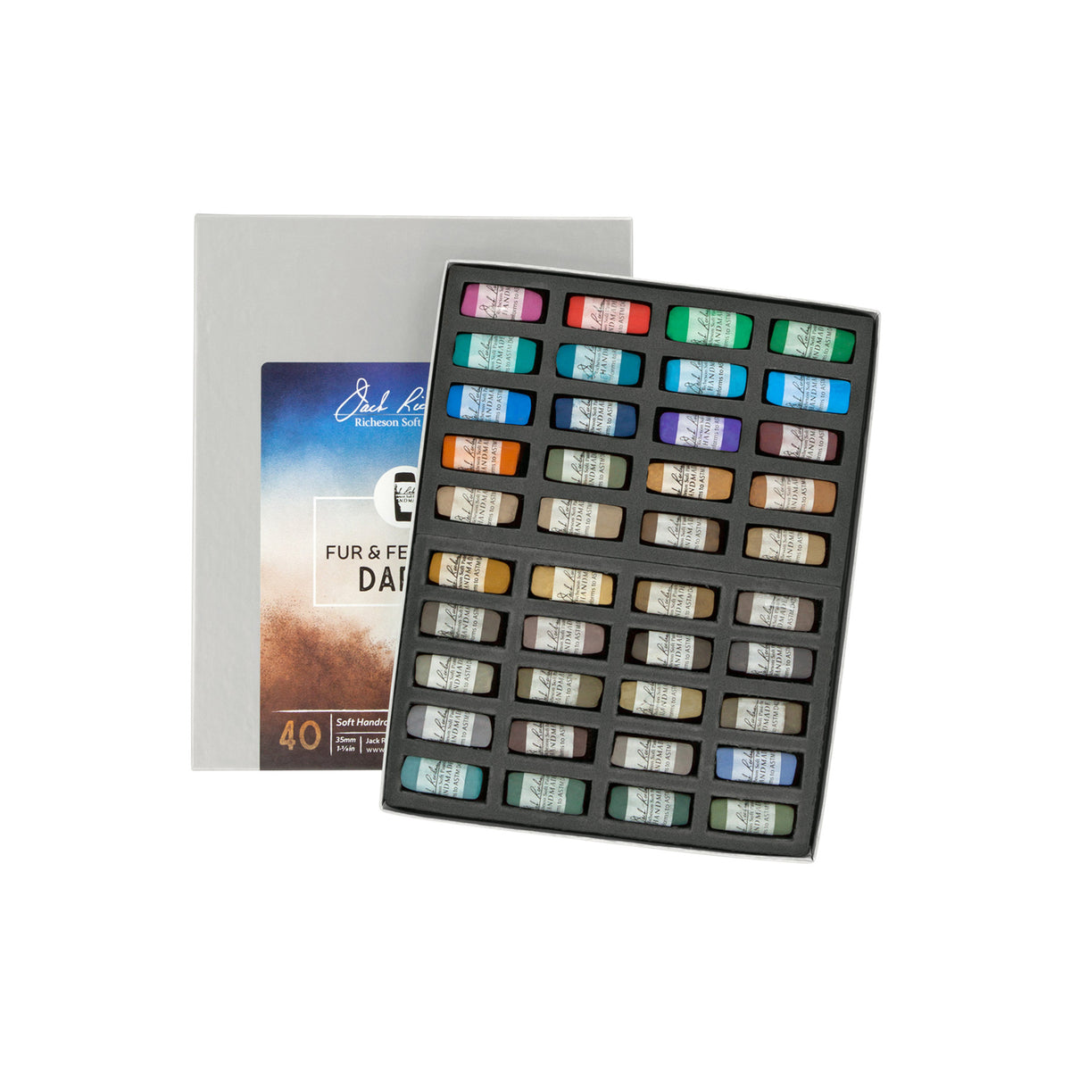 HANDROLLED SOFT PASTEL SET/40 FUR &amp; FEATHER DARK