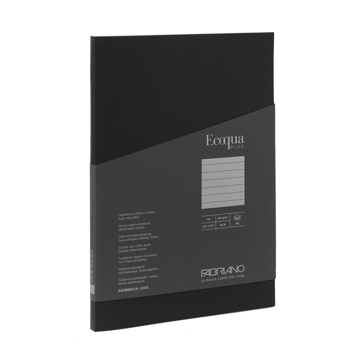 ECOQUA PLUS GLUE-BOUND A4 LINED BLACK