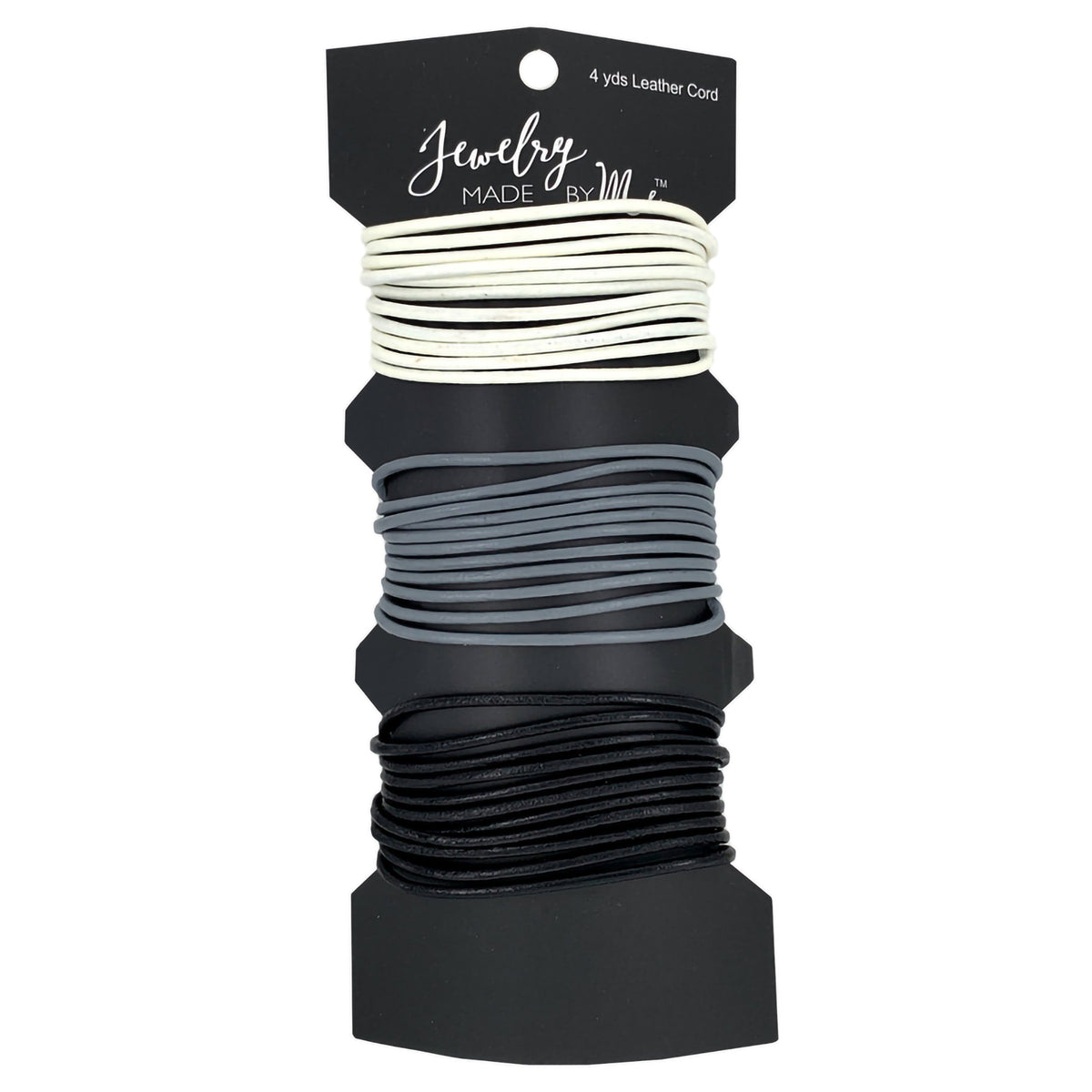 LEATHER CORD 2mm ROUNDED WHITE, GRAY, BLACK