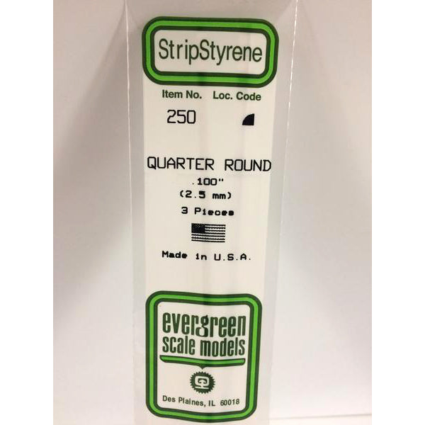 POLYSTYRENE OPAQUE WHITE QUARTER ROUND .100 x 14&#39;&#39; PKG/3