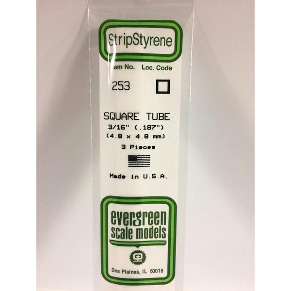 POLYSTYRENE OPAQUE WHITE SQUARE TUBE .188 (3/16&#39;&#39;) X 14&#39;&#39; PKG/3