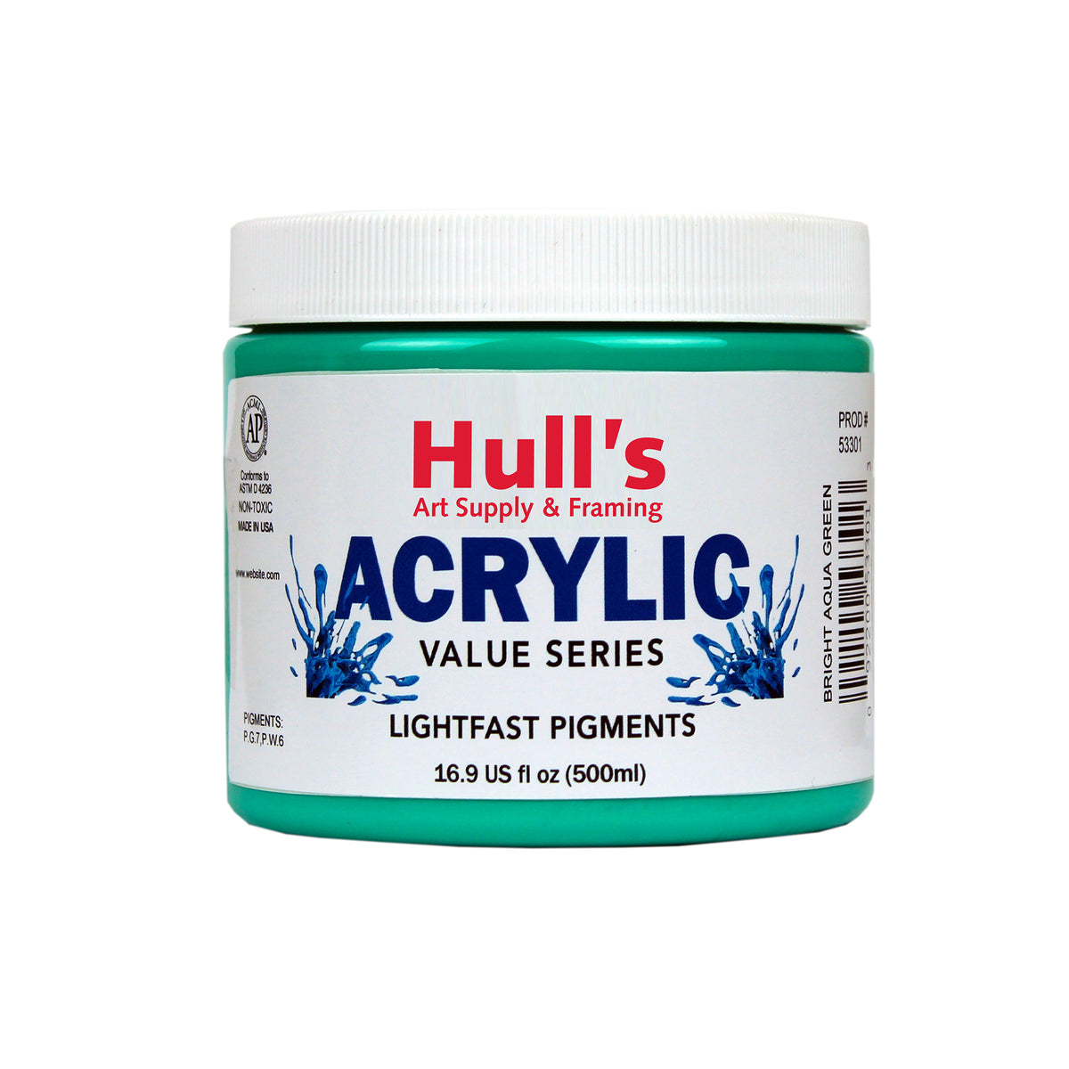 HULLS ACRYLIC 16oz JAR BRIGHT AQUA GREEN