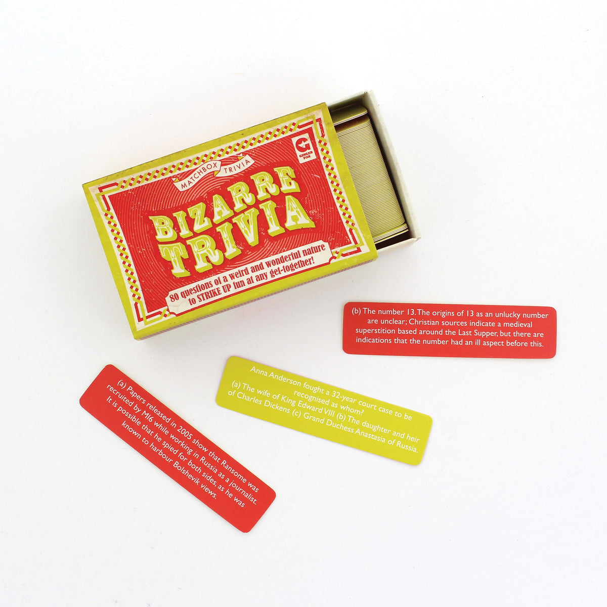 MATCHBOX TRIVIA BIZARRE TRIVIA